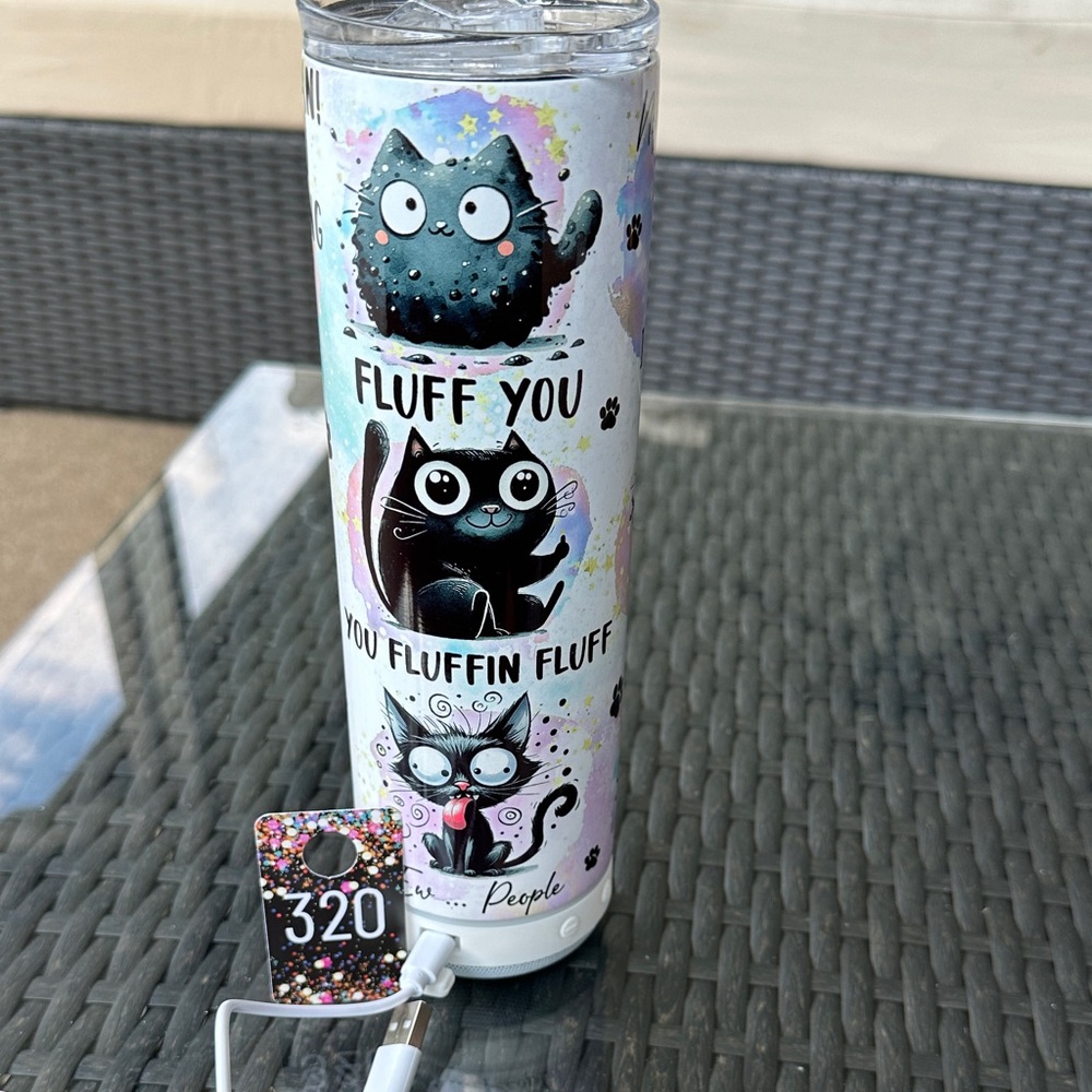 320, New Cute Cat Themed Bluetooth Speaker Tumbler HOGG 20 OZ